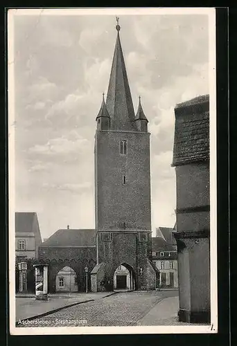AK Aschersleben, Strassenpartie mit Stephansturm