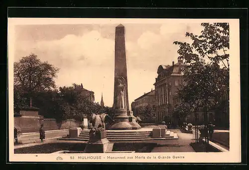 AK Mulhouse, Monument aux Morts de la Grande Guerre