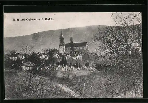 AK Bühl b. Gebweiler, Kirche mit Friedhof