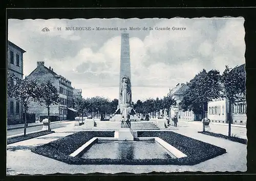 AK Mulhouse, Monument aux Morts de la Grande Guerre
