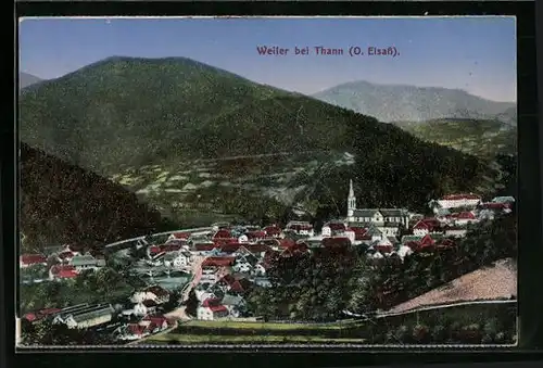 AK Weiler b. Thann, Panorama mit Kirche