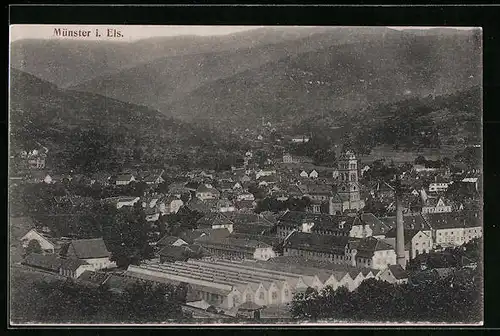 AK Münster, Ortsansicht aus der Vogelschau