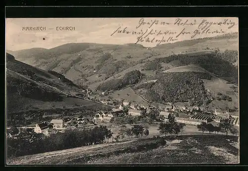 AK Markirch, Ortsansicht aus der Vogelschau