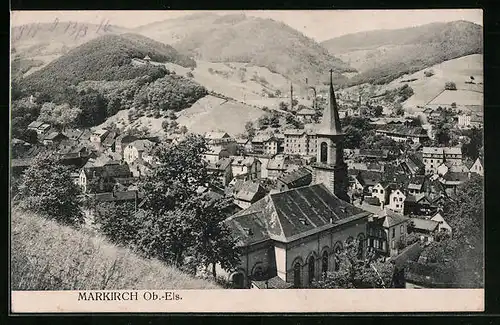 AK Markirch, Ortspartie mit Kirche