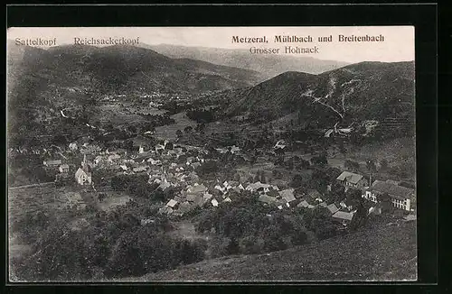 AK Metzeral, Totalansicht mit Mühlbach u. Breitenbach