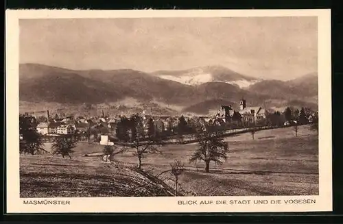 AK Masmünster, Totalansicht mit Vogesen