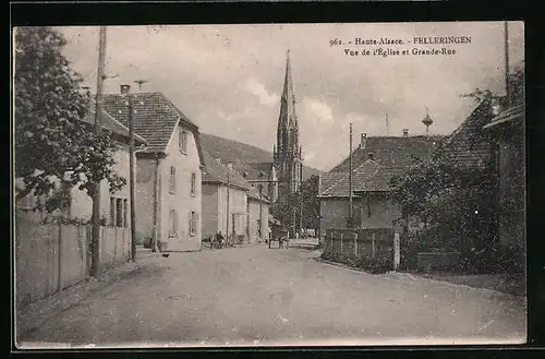 AK Felleringen, Vue de l`Eglise et Grande-Rue