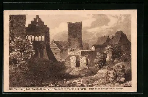 AK Neustadt /Fränk. Saale, Ruine Salzburg mit Bauern