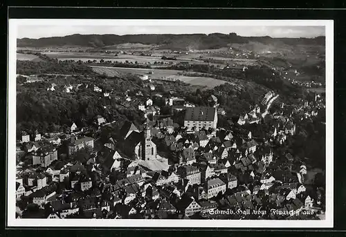 AK Schwäb. Hall, Fliegeraufnahme der Stadt