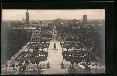 AK Karlsruhe, Blick vom Schloss auf die Stadt