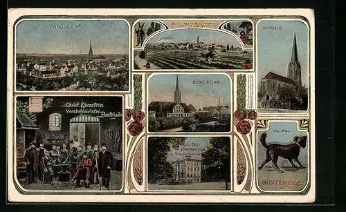 AK Buxtehude, Vorstahlmeister Christ. Eberstein, Schleuse, Panorama