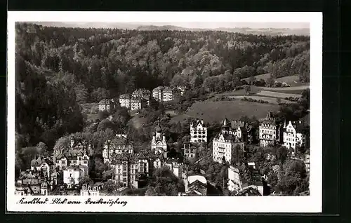 AK Karlsbad, Blick vom Dreikreuzberg
