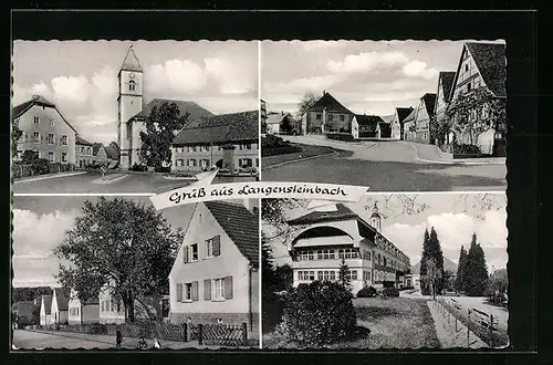 AK Langensteinbach, Strassenpartie mit Kirche, Wohnhäuser