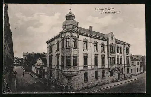 AK Germersheim, Offiziers-Gebäude aus der Vogelschau