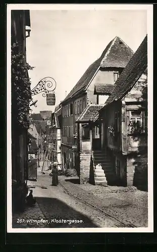 AK Wimpfen, Klostergasse mit Wirtschaft zum Dominikaner