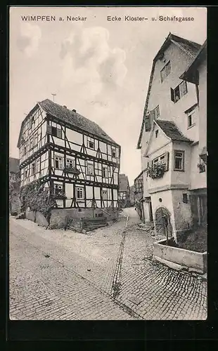 AK Paris, Wimpfen a. N., Ecke Kloster- und Schafsgasse