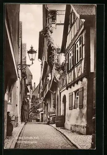 AK Schwäbisch Hall, Obere Herrengasse mit Fachwerkhäusern