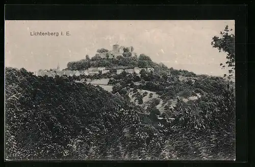AK Lichtenberg i. E., Totalansicht mit Schlossruine