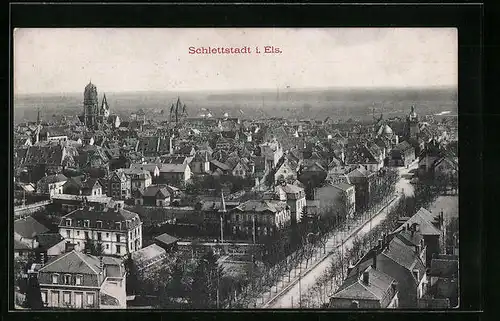 AK Schlettstadt i. Els., Teilansicht mit Strassenpartie