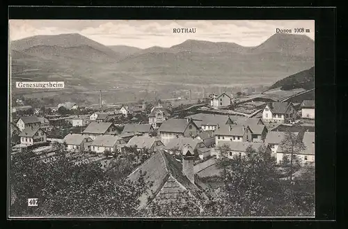 AK Rothau, Teilansicht mit Genesungshiem und Donon