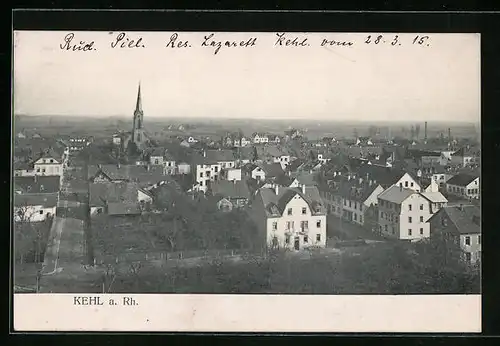 AK Kehl /Rhein, Blick über den Ort