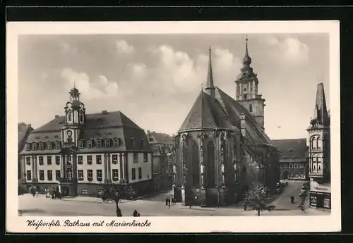 AK Weissenfels, Rathaus mit Marienkirche