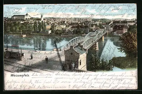 AK Weissenfels a. S., Totalansicht mit Partie an der Brücke