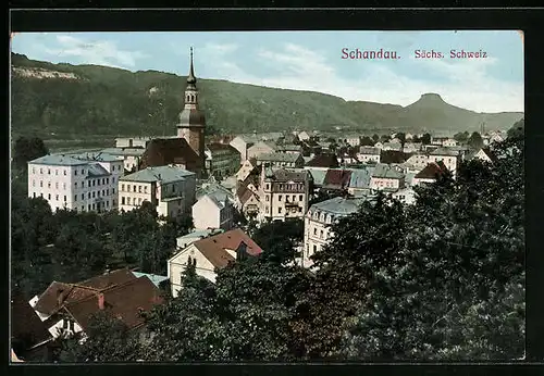 AK Schandau / Sächs. Schweiz, Gesamtansicht mit Kirche