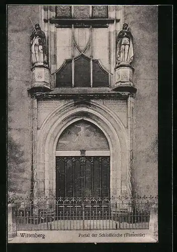 AK Wittenberg /Halle, Portal der Schlosskirche