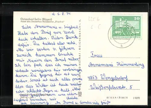 AK Sellin / Rügen, Hotel Frieden