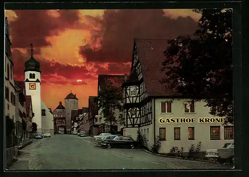 AK Langenburg /Württ., Gasthof Krone von der Strasse gesehen