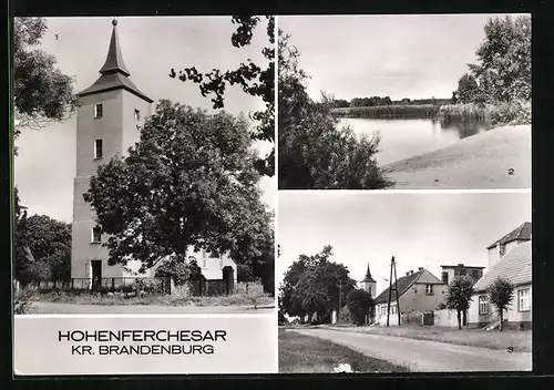 AK Hohenferchesar b. Brandenburg, Kirche, Pritzerber See, Dammstrasse