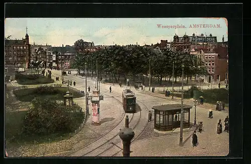 AK Amsterdam, Weesperplein, Strassenbahn