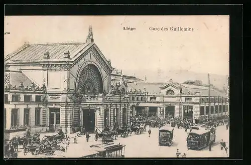 AK Liége, Gare des Guillemins, Strassenbahn