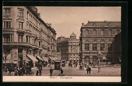 AK Wien, Operngasse, Strassenbahn