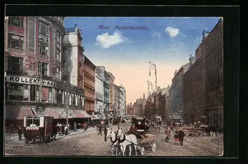 AK Wien, Mariahilferstrasse, Strassenbahn