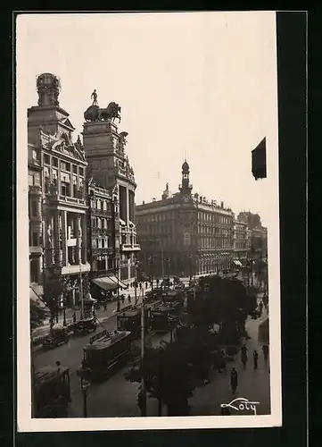 AK Madrid, Calle de Alcala, Strassenbahn