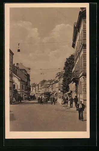 AK Mülhausen, Kolmarerstrasse, Strassenbahn