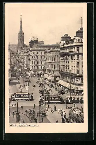 AK Wien, Kärntnerstrasse mit Strassenbahnen