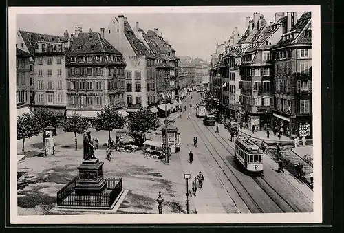 AK Strassburg, Gutenbergplatz, Strassenbahn