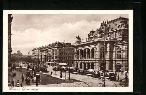 AK Wien, Opernring mit Strassenbahn
