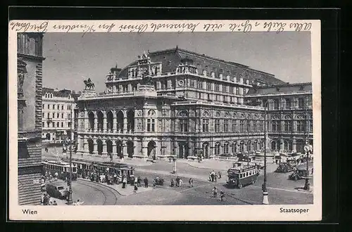 AK Wien, Staatsoper mit Strassenbahn