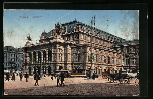 AK Wien, Strassenbahn passiert die Hofoper