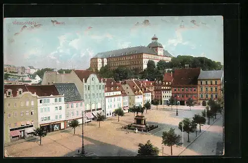 AK Weissenfels, Markt aus der Vogelschau