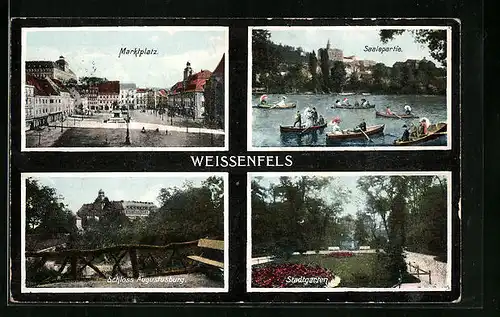 AK Weissenfels, Saalepartie, Schloss Augustusburg, Stadtgarten