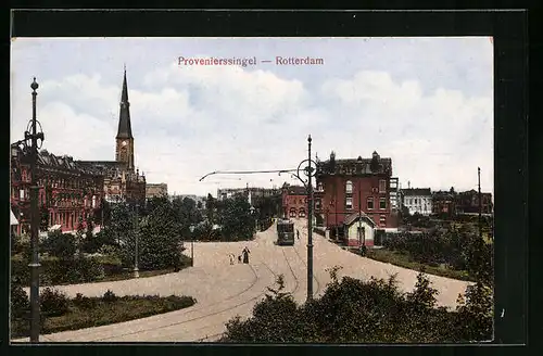 AK Rotterdam, Provenierssingel met Tram, Strassenbahn