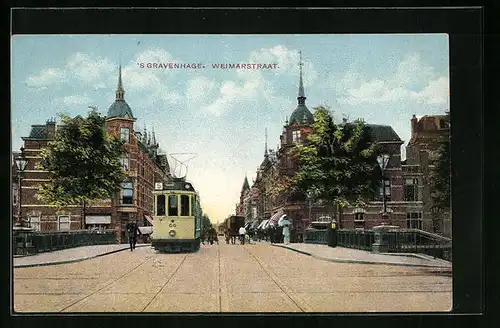 AK `s Gravenhage, Weimarstraat, Strassenbahn