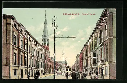 AK `s Gravenhage, Parkstraat, Strassenbahn