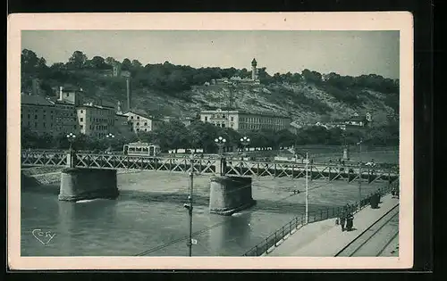 AK Salzburg, Staatsbrücke mit Strassenbahn