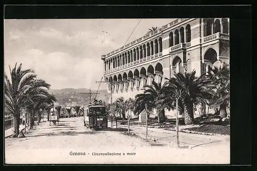 AK Genova, Circonvallazione a mare, Strassenbahn